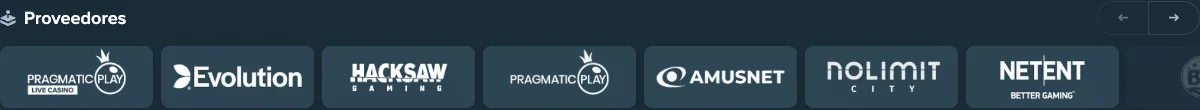 Logotipos de los estudios de juegos en el lobby de Stake Colombia
